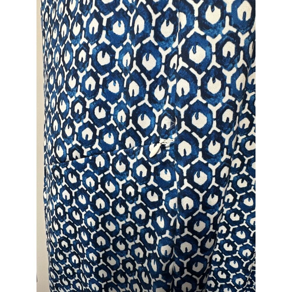 L.L. Bean Short Sleeve Fitness Dress Size XL Nautical Geometric Print Blue White - Picture 6 of 16